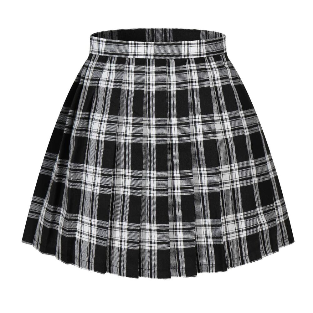 6155 High Waist A-Line Pleated Japan Anime Skirts Costumes White Mixed